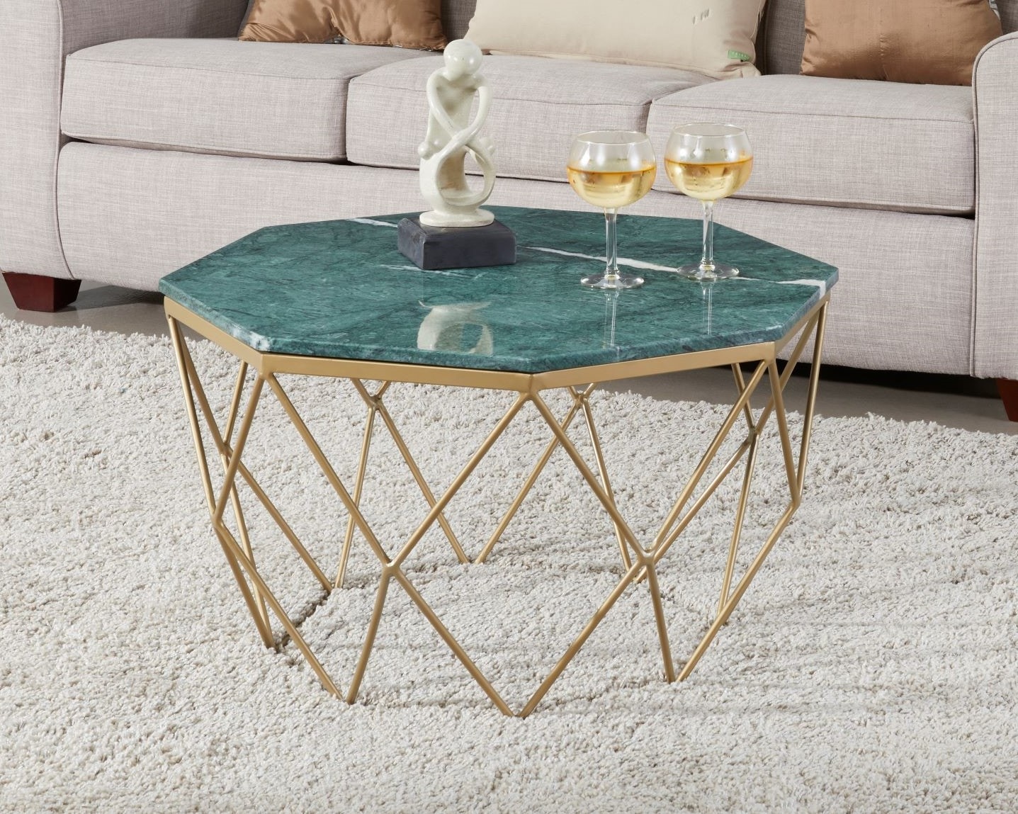Willow Octagonal Marble Top Cocktail Table